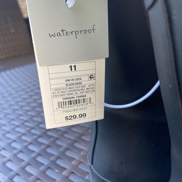 NWT A New Day Black Waterproof Rain Boots with Adjustable Strap - Picture 5 of 7